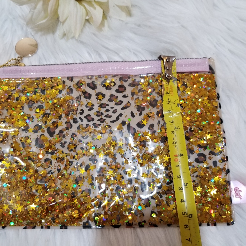DCI Animal prints Cosmetic And Makeup Bag with Floating Gold Glitters New! - Picture 11 of 11